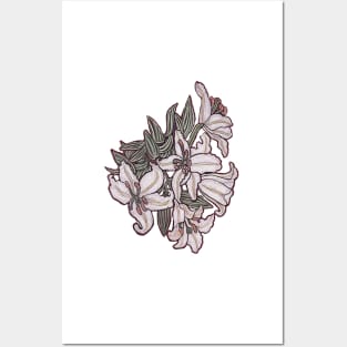 White Lillies Bouquet Posters and Art